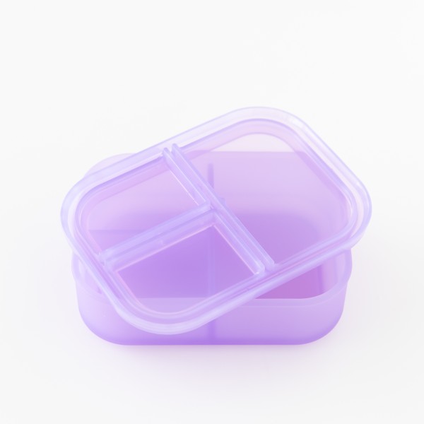 Siliconen bento box (3-vaks) - Paars Jelly