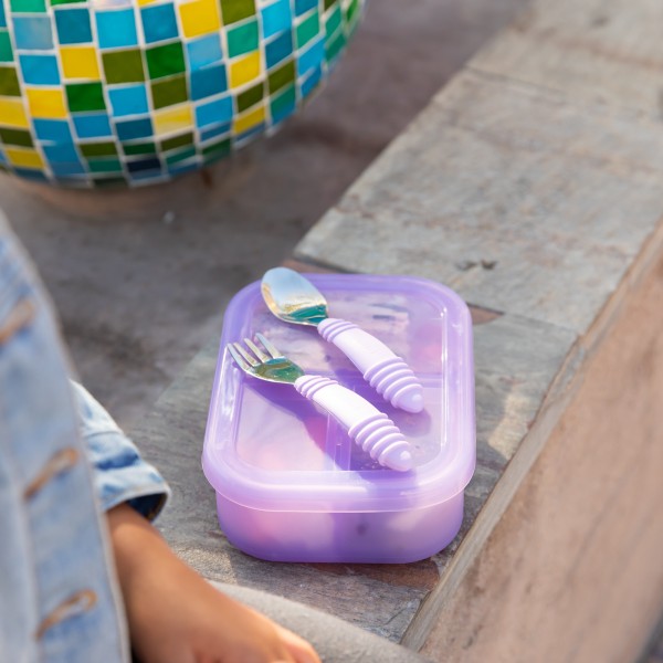Siliconen bento box (3-vaks) - Paars Jelly