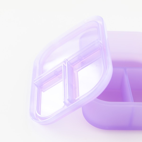 Siliconen bento box (3-vaks) - Paars Jelly