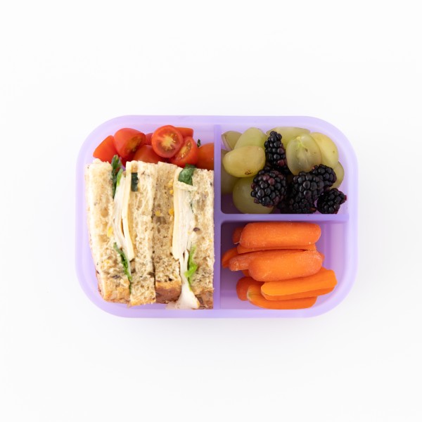 Siliconen bento box (3-vaks) - Paars Jelly