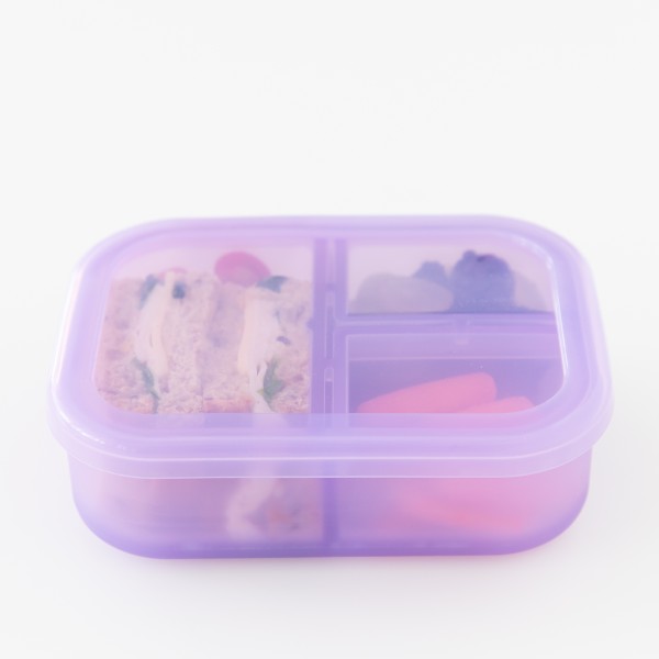 Siliconen bento box (3-vaks) - Paars Jelly
