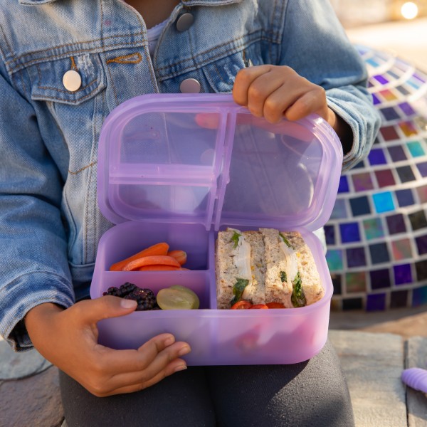 Siliconen bento box (3-vaks) - Paars Jelly