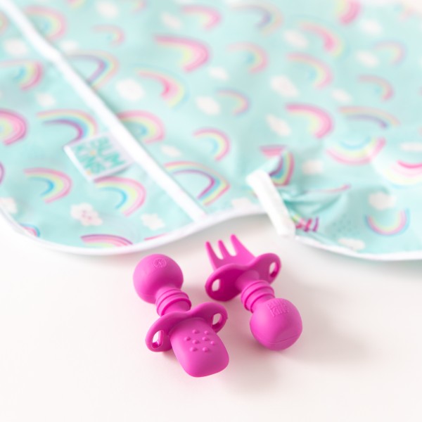 Chewtensils® Cubiertos de silicona - Fucsia