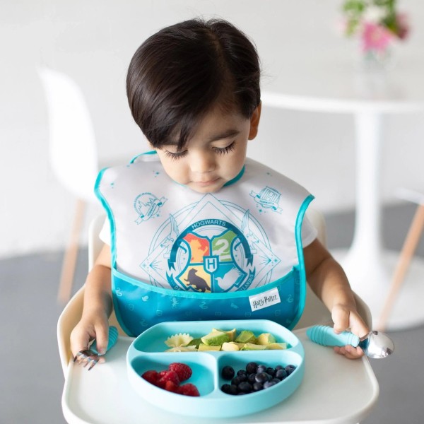 Siliconen vakjesbord met zuignap (3 vaks) - Blauw