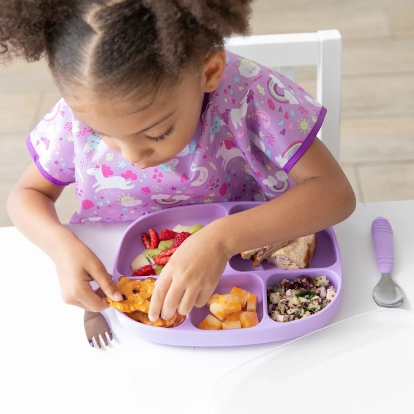 Plat à ventouse en silicone avec couvercle (5 compartiments) - Lavande