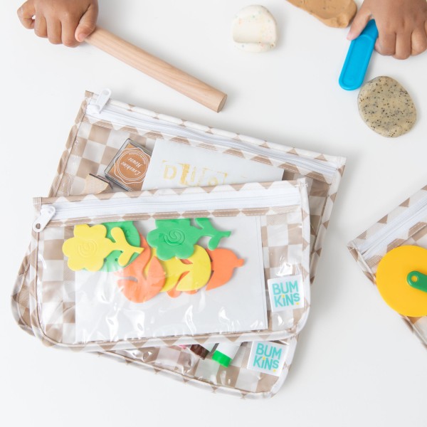 Reistasjes met doorzichtig venster (3 stuks) - Sand Check