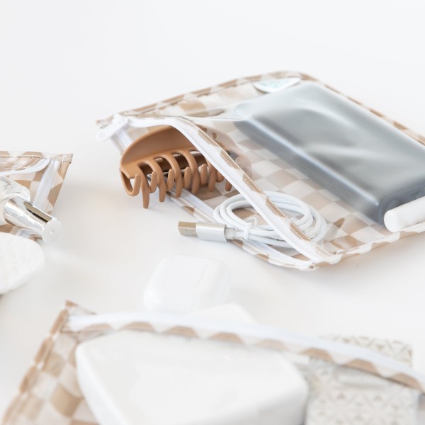 Reistasjes met doorzichtig venster (3 stuks) - Sand Check