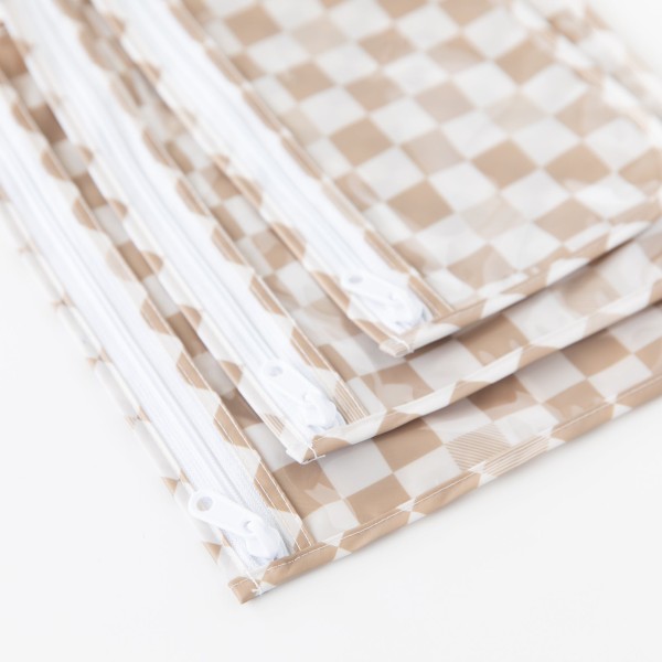 Reistasjes met doorzichtig venster (3 stuks) - Sand Check