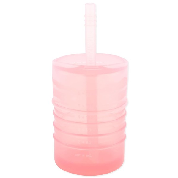 Siliconen beker met rietje en deksel - Roze Jelly