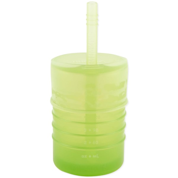 Siliconen beker met rietje en deksel - Groen Jelly