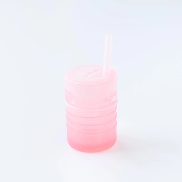 Siliconen beker met rietje en deksel - Roze Jelly