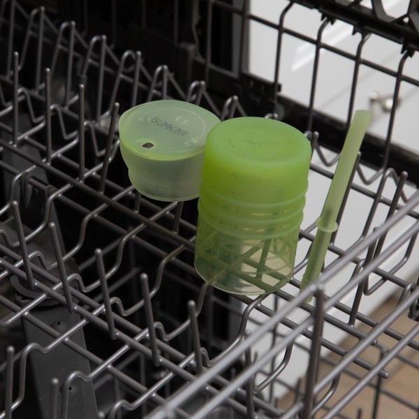 Siliconen beker met rietje en deksel - Groen Jelly