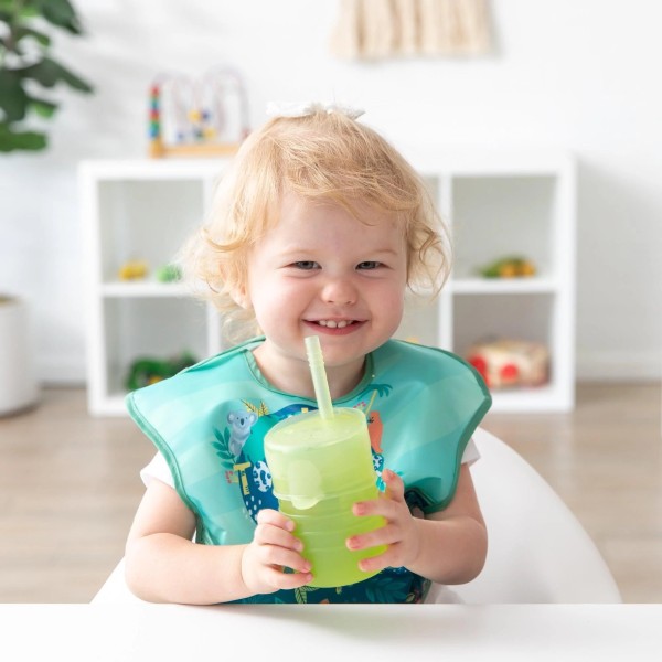 Siliconen beker met rietje en deksel - Groen Jelly