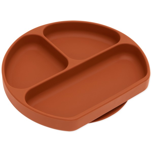 Plato Adherente de Silicona (3 compartimentos) - Arcilla