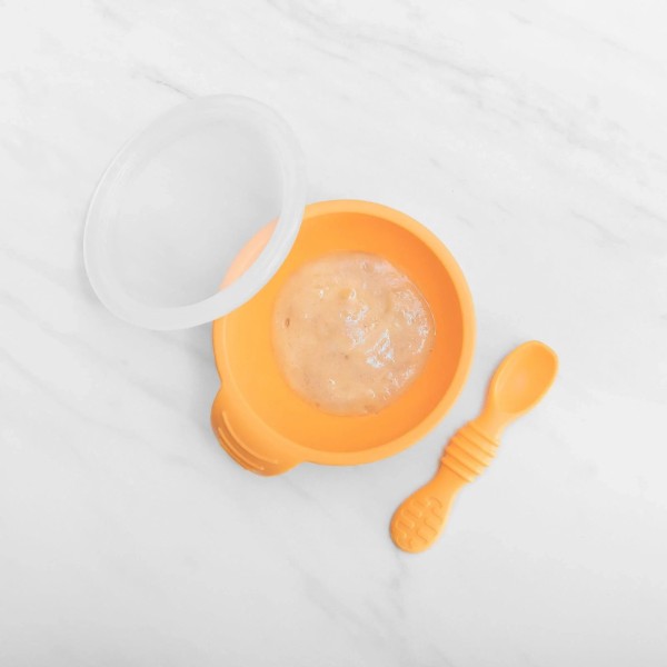 Ensemble de Premier Repas en Silicone - Orange