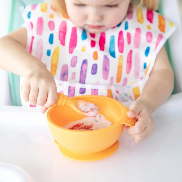 Ensemble de Premier Repas en Silicone - Orange