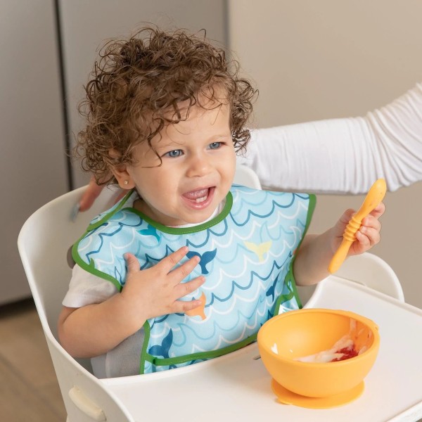 Ensemble de Premier Repas en Silicone - Orange