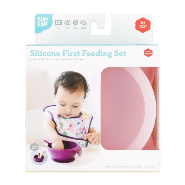 Ensemble de premier repas en silicone - Rose