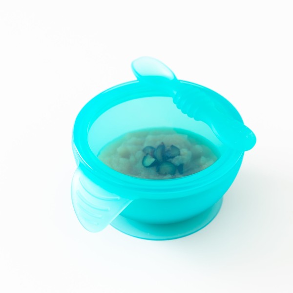 Siliconen eerste baby eetset - Blue Jelly