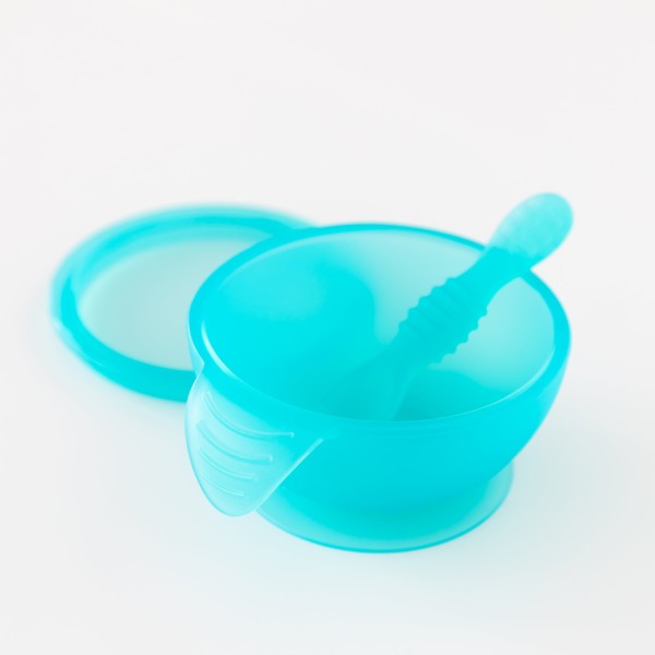 Siliconen eerste baby eetset - Blue Jelly