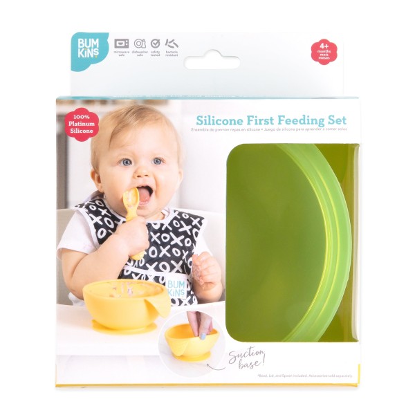 Siliconen eerste baby eetset - Groen Jelly