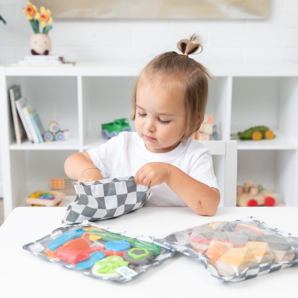 Reistasjes met doorzichtig venster (3 stuks) - Charcoal Check