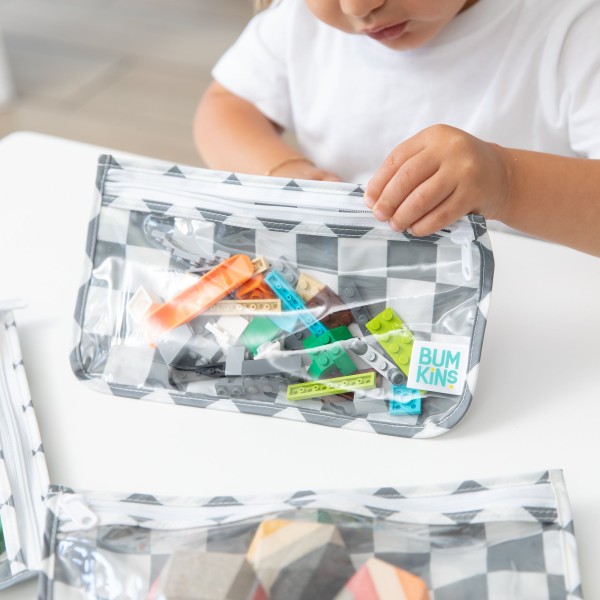 Reistasjes met doorzichtig venster (3 stuks) - Charcoal Check