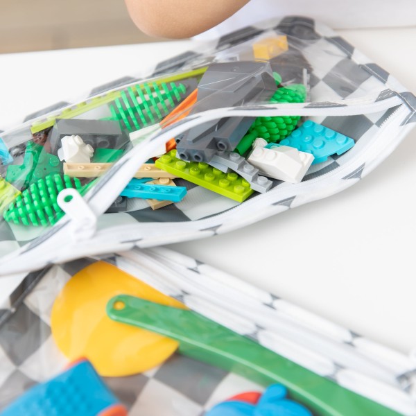 Reistasjes met doorzichtig venster (3 stuks) - Charcoal Check