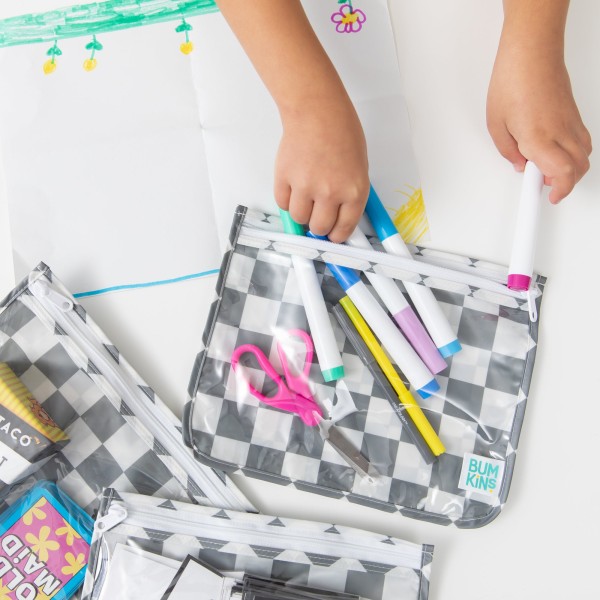 Reistasjes met doorzichtig venster (3 stuks) - Charcoal Check