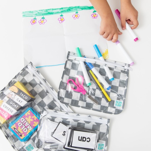 Reistasjes met doorzichtig venster (3 stuks) - Charcoal Check