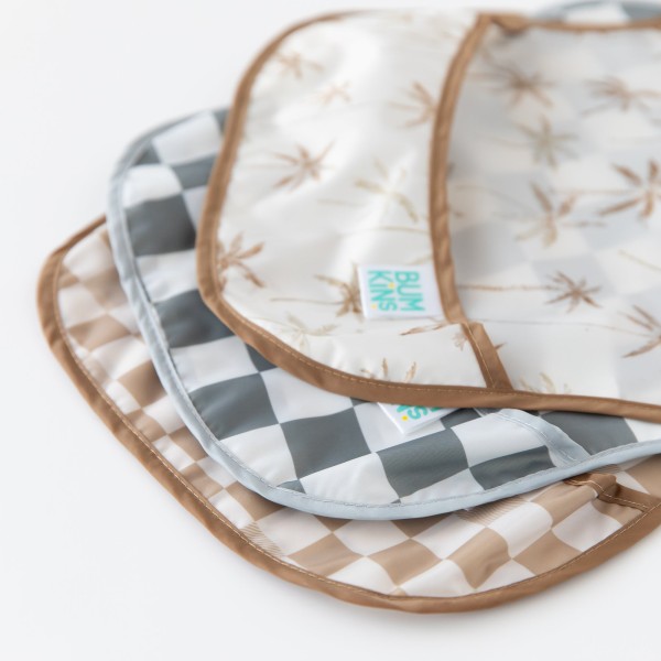 SuperBib® Bavoir pour bébé (3 paquet) - Palm Daze, Sand Check, Charcoal Check