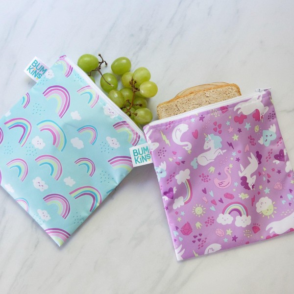Sac à collations - grand (2 paquet) - Rainbows & Unicorns