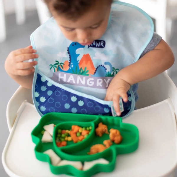 SuperBib® Baby-Lätzchen - 6-24 Monate (3er-Pack) - Hangry, Dinosaurs, Blue Tropic