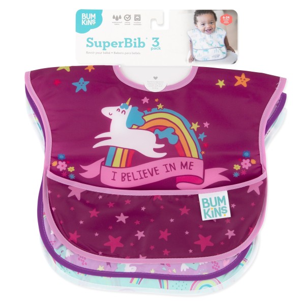 SuperBib® (3 pack) - I Believe In Me, Unicorns, Rainbows