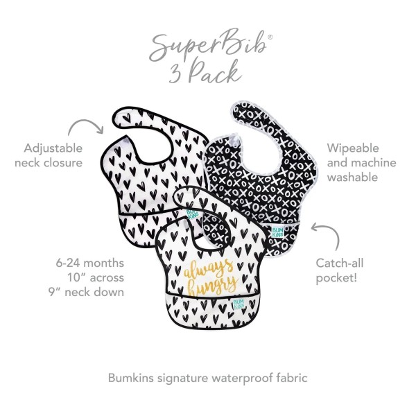 SuperBib® slab (3 stuks) - Always Hungry, XOXO, Hearts