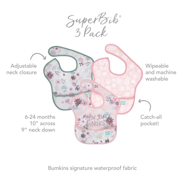 SuperBib® Baby Slab (3 stuks) - Love You Bunches, Floral, Lace