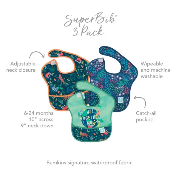 SuperBib® (3 pack) - All Together Now, Jungle, Animal Prints