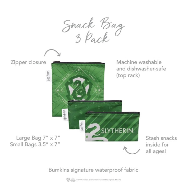 Herbruikbaar Snackzakje (3 stuks) - Harry Potter™ Slytherin™