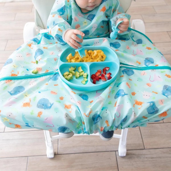 Tray mate sleeved bib - Ocean Life