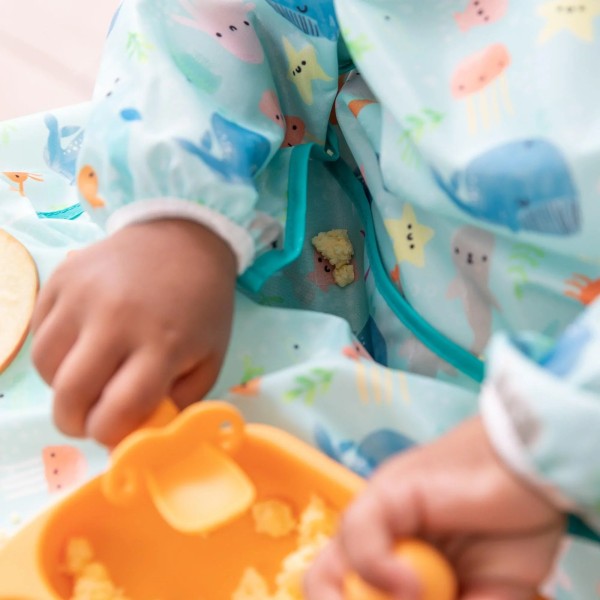 Tray mate sleeved bib - Ocean Life