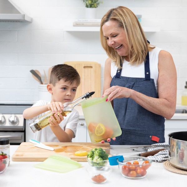Siliconen herbruikbare zakjes (2 stuks) - Groen Jelly