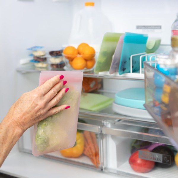 Sacs plats réutisables en silicone (2 paquet) - Rose Jelly