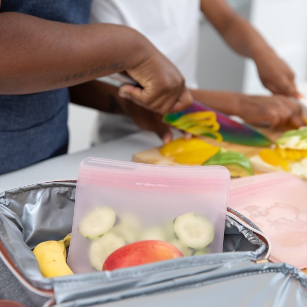 Sacs plats réutisables en silicone (2 paquet) - Rose Jelly