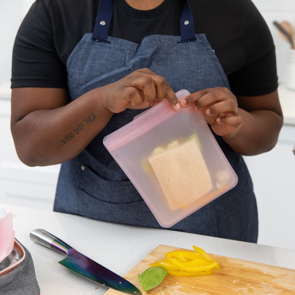 Sacs plats réutisables en silicone (2 paquet) - Rose Jelly