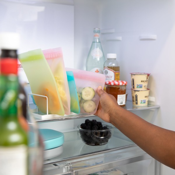 Sacs plats réutisables en silicone (2 paquet) - Rose Jelly