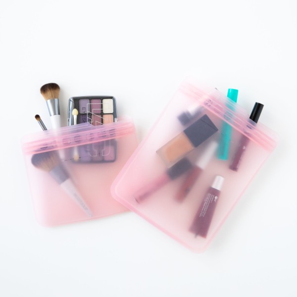 Sacs plats réutisables en silicone (2 paquet) - Rose Jelly