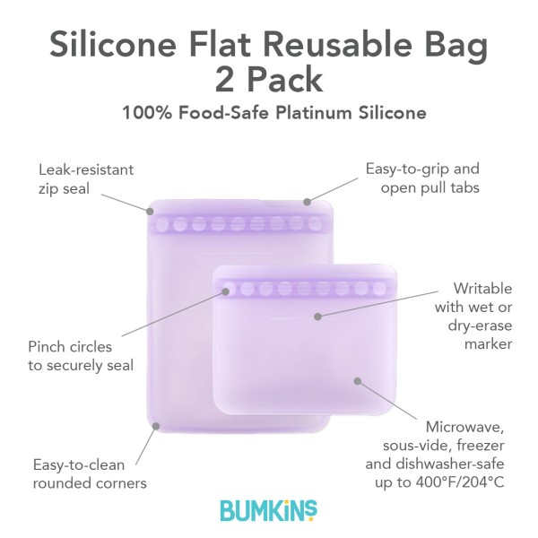 Sacs plats réutisables en silicone (2 paquet) - Violet Jelly