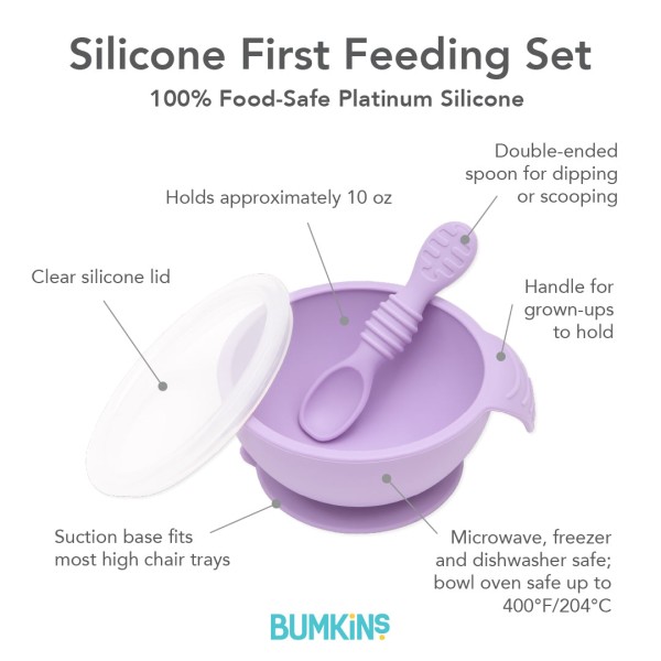 Ensemble de premier repas en silicone - Lavande