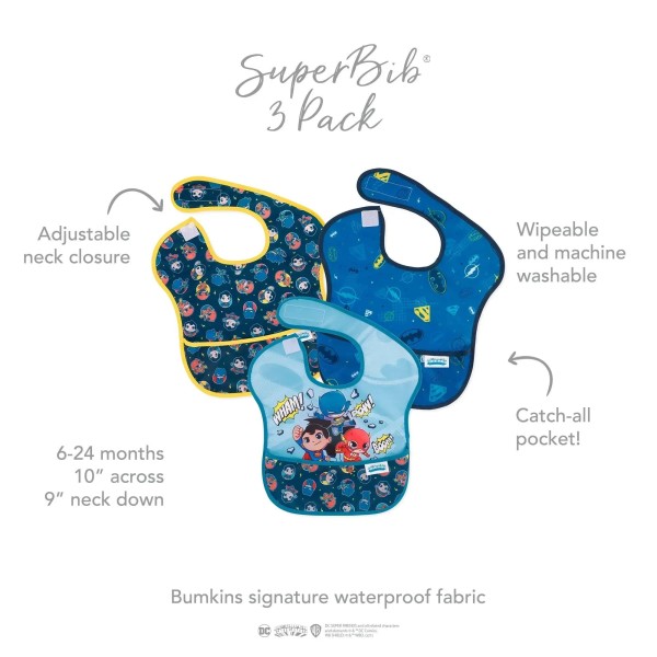 SuperBib® Bavoir pour Bébé - 6-24 mois (3 paquet) - Super Friends Breakthrough