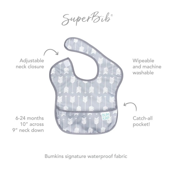 SuperBib® Baby Slab - 6-24 maanden - Grijs Pijl